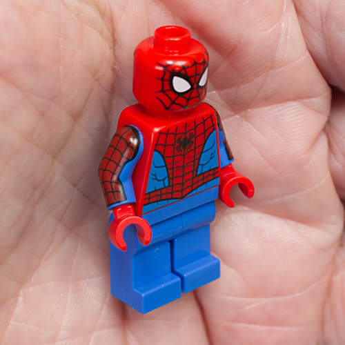 Spider-Man minifigure in hand
